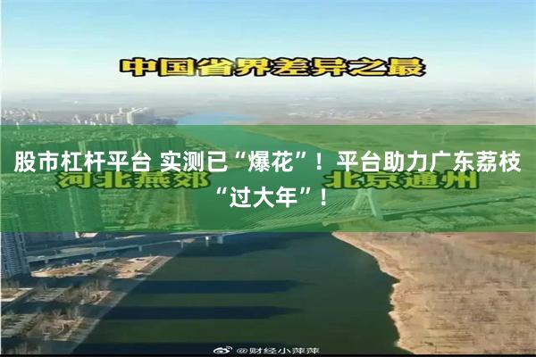 股市杠杆平台 实测已“爆花”！平台助力广东荔枝“过大年”！